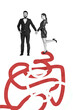 © deagreez - Trend artwork composite banner 3D photo collage of young gentleman lady style couple stand hand hold together line way route date bonding