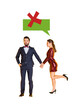 © deagreez - Exclusive artwork banner creative collage of two happy girl guy speak together bubble cross symbol breakup refusal relationship