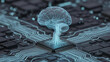© BIBI MORIAM - Artificial intelligence brain neural network growing from microchip processor on futuristic motherboard technology concept