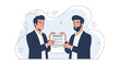 © Elenor - Two businessmen signing an agreement, partnership, contract, deal, success, teamwork