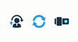 © Md - Digital user management icons: profile update, data refresh, and camera functionality for modern UI design