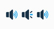 © Md - Sound volume icons, showing different levels of audio output and sound intensity for media and devices