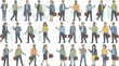 © ARNIKA ISLAM - Large collection of diverse business professional vector characters in smart casual office attire carrying briefcases for corporate lifestyle and workplace career design projects.