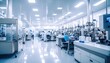 © Devistudio - Panoramic view of a modern pharmaceutical research facility with advanced laboratory equipment and scientists working in a sterile, bright environment.
