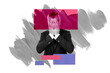 © deagreez - Exclusive sketch collage of puzzled old businessman hide face problem depression mood apathy fatigue workload burnout fail