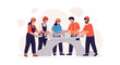 © Aliyah - Team of engineers building a bridge, collaboration, construction, teamwork, project