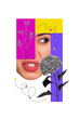 © deagreez - Template poster trend artwork 3D photo collage of dissatisfied emotion face young lady grimace dislike confused botanical flower plant