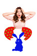 © deagreez - Creative design composite trend artwork collage of young lady shocked face broken egg shell rabbit springtime feast paschal festive