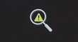 © What Happened - 3D Magnifying Glass Examining Warning Icon on Dark Background - Risk Analysis and Cybersecurity Concept