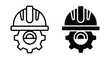 © Vintage Stock - Safety helmet and gear icon representing industrial engineering construction maintenance labor protection technical service equipment work site safety professional management