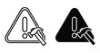 © Vintage Stock - Warning sign with hammer icon representing under construction maintenance repair work alert symbol for website interface development and technical support