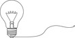 © Jahanara - Minimal continuous line light bulb illustration with long wire, creative idea and innovation concept symbol, simple outline electric lamp icon isolated on light background