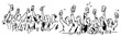 © Katarzyna - Friends cheering and raising glasses in a pub or bar in hand drawn line art style