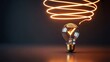 © munayem - Innovative idea light bulb with check mark and glowing spiral energy on dark background