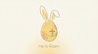 © Dhaneswara Prakasita - Easter Sunday Celebration - Decorated Egg with Bunny Ears and Cross Floral Motif Line Art