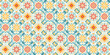 © Danchenko - Seamless Mexican tiles pattern with green, orange, and yellow floral diamond motifs in a Talavera style. Bright geometric repeating background for wallpaper, fabric, wrapping paper, and decor.