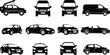 © MdNurAlam - Car silhouette collection set, various vehicle types isolated on white background black automobile vector illustration bundle pack