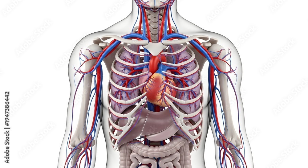 Stock-Illustration „Full Thoracic Vascular System Overview Showing Rib ...