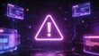 © Svitlana - A virus alert warning displayed on a digital screen with danger symbols and glitch effects, in a futuristic environment