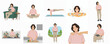 © Pixelora - Simple Flat Design Man Daily Activity and Self Care Illustration Set