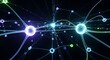 © AgungPuja - Abstract glowing neural network with interconnected nodes and lines on a dark background, representing data, technology, and artificial intelligence.