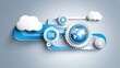 © buraratn - Modern Concept of Global Communication and Technology with Gears and Cloud Illustrations on Blue Background