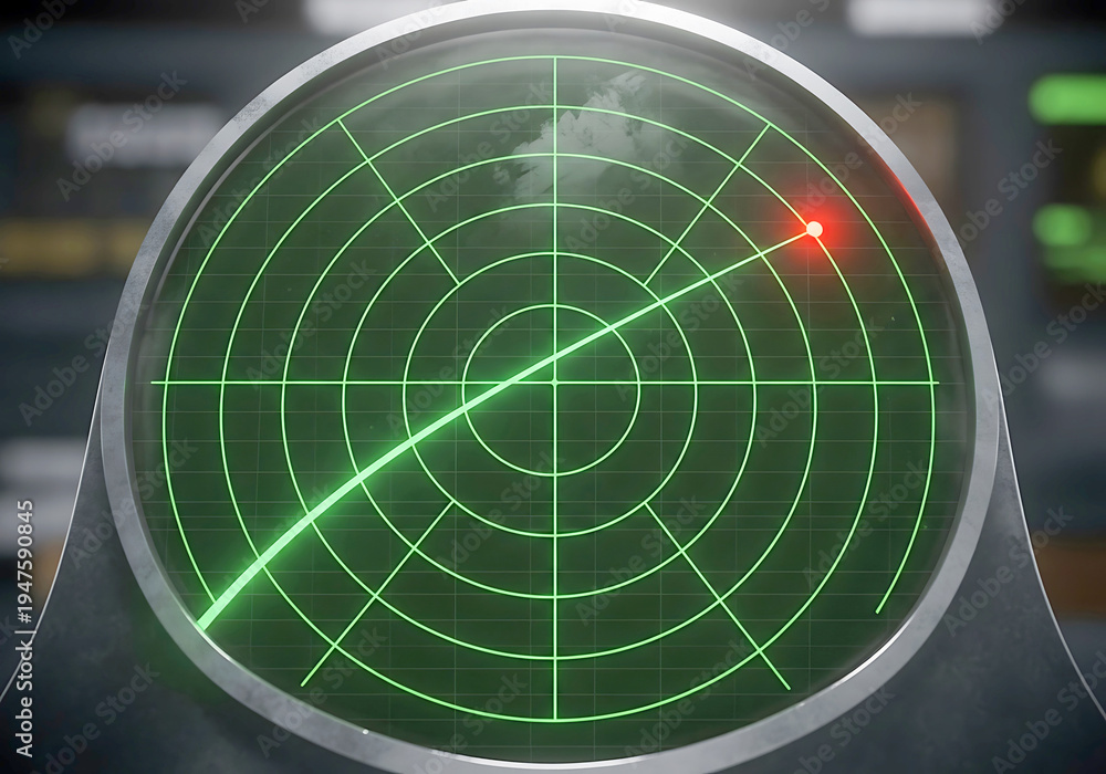 Стоковое фото «Radar screen displays incoming threat during the 2026 ...