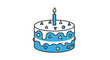 © MdAbdul - A simple illustration of a blue birthday cake with a single candle