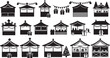 © Linexy - Black and white Christmas market stall icons set illustration
