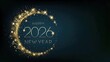 © Aspect - Happy 2026 New Year golden glitter circle frame on dark blue background luxury celebration design festive holiday greeting card elegant shiny particle ring modern typographic