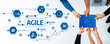 © InfiniteFlow - This image illustrates a collaborative approach to agile methodologies, showcasing teamwork dynamics and problem-solving strategies for effective project management. Amity