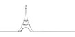 © Saheda - Single one line drawing of Eiffel Tower landmark wall decor poster. Iconic place in Paris, France. Tourism and travel greeting postcard concept. Modern continuous line draw design vector