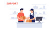 © yeka - Customer receiving package from store employee, support and delivery concept