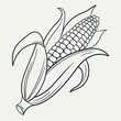 © Saharima - Corn on the cob - healthy food illustration with line art