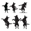 © Md Anamul - Set of dancing and jumping dog silhouettes standing on hind legs