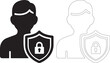 © newez - Black user security and profile protection vector icon set isolated PNG with Transparent Background