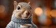 © NovaVision - Adorable squirrel wearing a cozy sweater and holding a warm cup of coffee