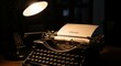 © SashaMagic - Vintage typewriter with story paper under warm lamp lighting