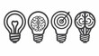 © mas - Four stylized lightbulbs, each containing a different concept light, brain, target, and brain
