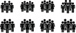 © Sarjina's World - Group of people icons set, community teamwork and social network crowd silhouettes, business team vector illustration isolated design