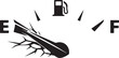 © Hasher - Abstract black silhouette of fuel gauge needle at zero with cracking lines