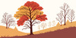 © Rabbi - a colorful tree with red and yellow leaves on a hill Vector