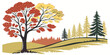 © Rabbi - a tree with red and yellow leaves on a hill Vector