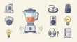 © NAFAS KUDA - A collection of flat design icons depicting various home appliances and gadgets