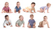 © New Africa - Cute babies on white background, set of photos