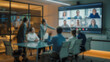 © Jahid - Blurred Hybrid Work Team Meeting With Remote Video Call.