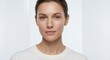 © asayenka - Close-up portrait of calm woman with natural makeup and healthy skin on white background