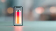 © A2Z AI  - Modern electronic device display low battery charge status on screen, indicating power depletion and urgent need for recharge. Digital visual concept of energy