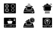 © gunzexx png and bg - collection of induction cooktop, 6 filled black minimal icon vector set , white background , PNG and SVG isolate