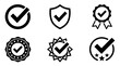 © gunzexx png and bg - collection of stamp approved, 6 filled black minimal icon vector set , white background , PNG and SVG isolate